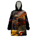 Slouch Hat and Biscuits ANZAC Wearable Blanket Hoodie with Soldier Silver Fern