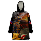 Slouch Hat and Biscuits ANZAC Wearable Blanket Hoodie with Soldier Silver Fern