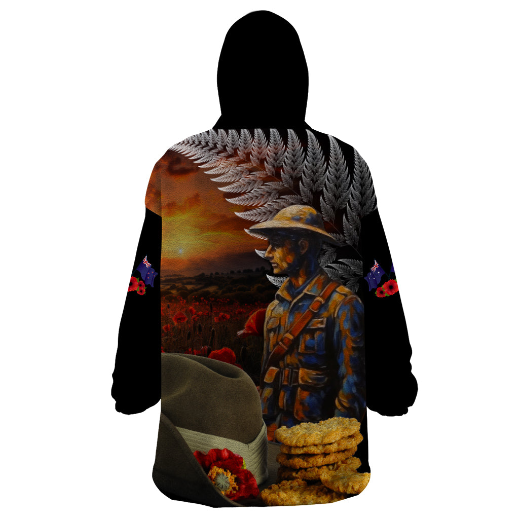 Slouch Hat and Biscuits ANZAC Wearable Blanket Hoodie with Soldier Silver Fern