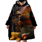 Slouch Hat and Biscuits ANZAC Wearable Blanket Hoodie with Soldier Silver Fern