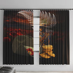 Slouch Hat and Biscuits ANZAC Window Curtain with Soldier Silver Fern