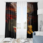 Slouch Hat and Biscuits ANZAC Window Curtain with Soldier Silver Fern