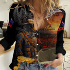 Slouch Hat and Biscuits ANZAC Women Casual Shirt with Soldier Silver Fern