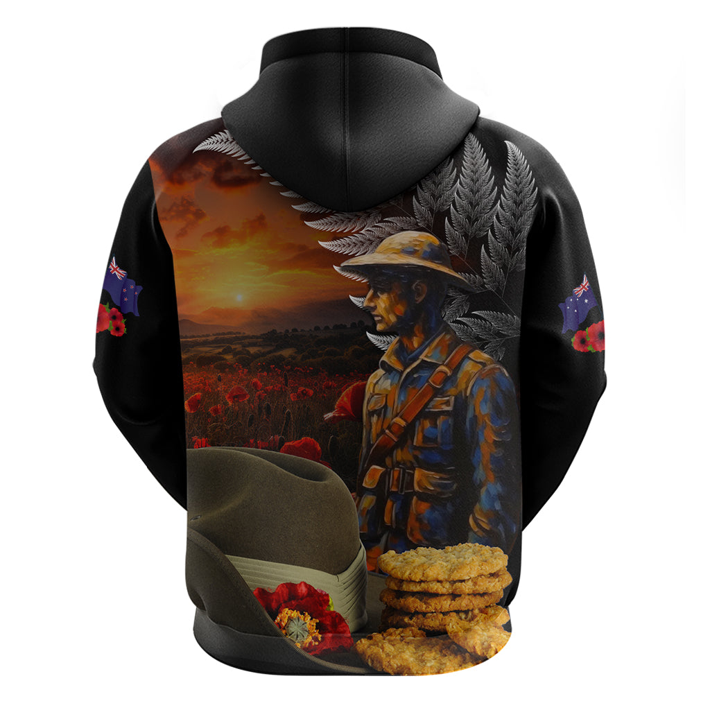 Slouch Hat and Biscuits ANZAC Zip Hoodie with Soldier Silver Fern