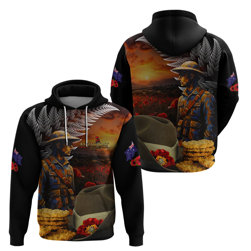 Slouch Hat and Biscuits ANZAC Zip Hoodie with Soldier Silver Fern