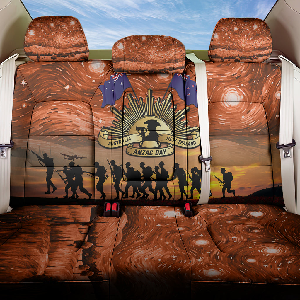 The Rising Sun Badge ANZAC Back Car Seat Cover Last Post Field of Poppy Starry Night Style