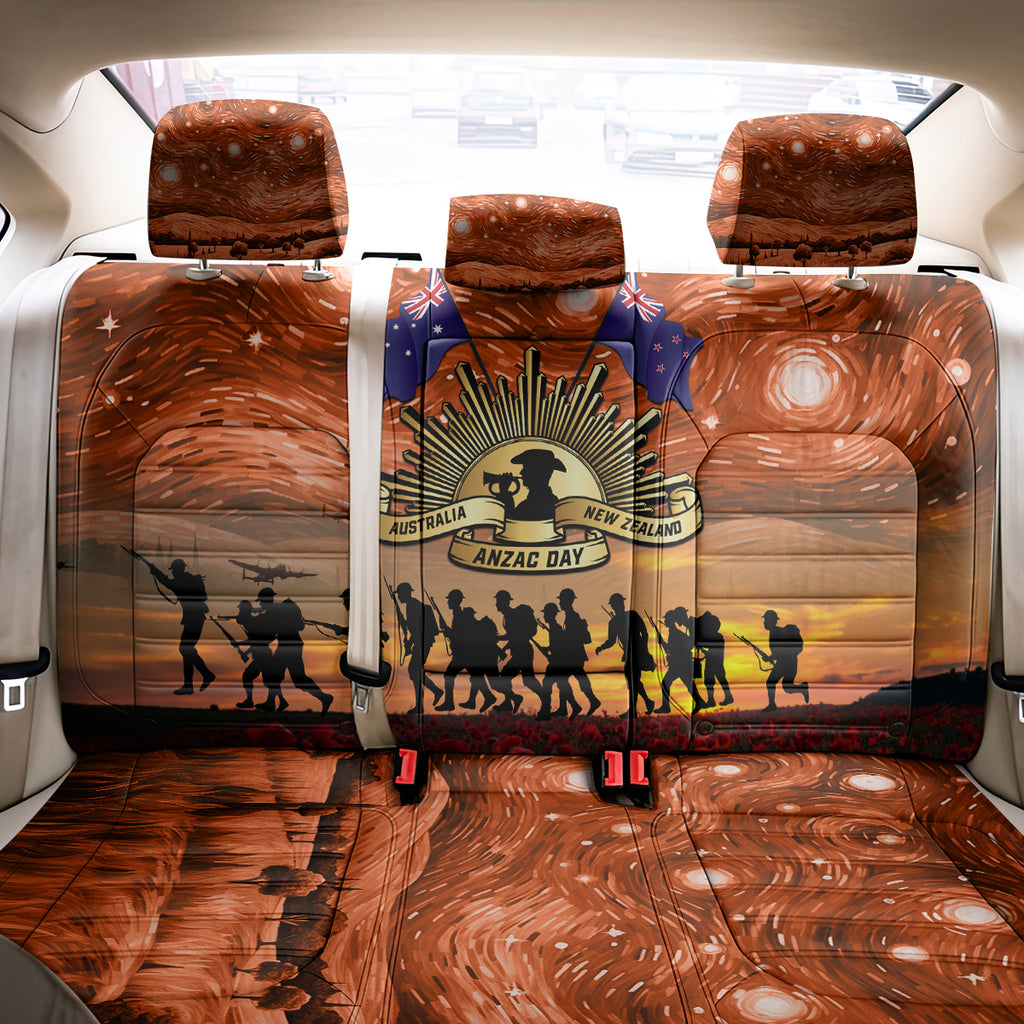 The Rising Sun Badge ANZAC Back Car Seat Cover Last Post Field of Poppy Starry Night Style