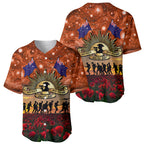 The Rising Sun Badge ANZAC Baseball Jersey Last Post Field of Poppy Starry Night Style