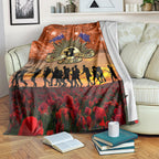 The Rising Sun Badge ANZAC Blanket Last Post Field of Poppy Starry Night Style