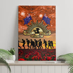 The Rising Sun Badge ANZAC Canvas Wall Art Last Post Field of Poppy Starry Night Style