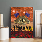 The Rising Sun Badge ANZAC Canvas Wall Art Last Post Field of Poppy Starry Night Style