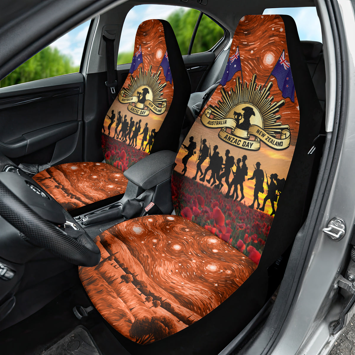 The Rising Sun Badge ANZAC Car Seat Cover Last Post Field of Poppy Starry Night Style