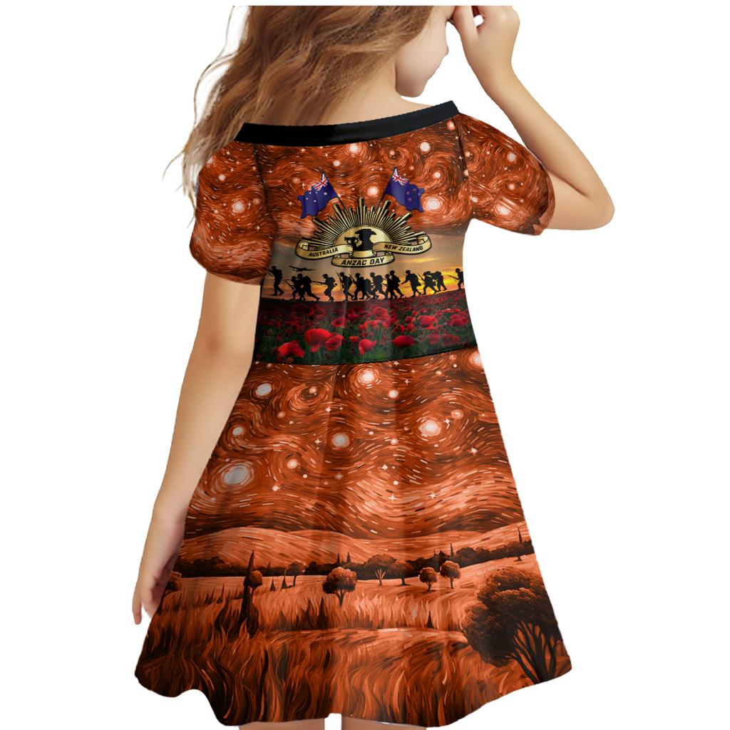 The Rising Sun Badge ANZAC Family Matching Mermaid Dress and Hawaiian Shirt Last Post Field of Poppy Starry Night Style