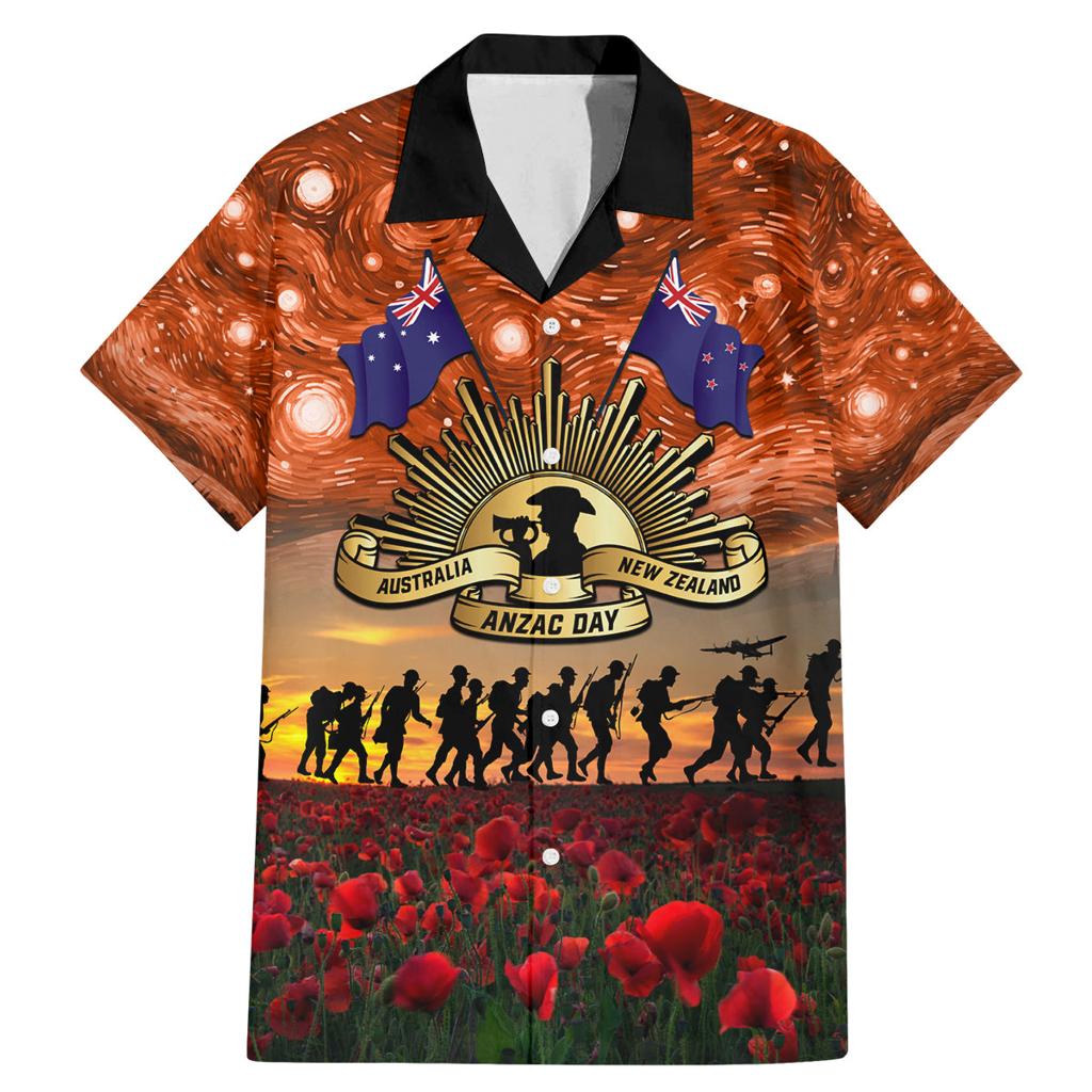 The Rising Sun Badge ANZAC Family Matching Mermaid Dress and Hawaiian Shirt Last Post Field of Poppy Starry Night Style