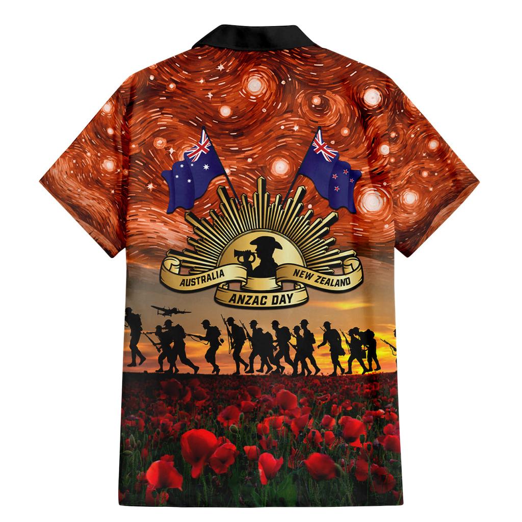 The Rising Sun Badge ANZAC Family Matching Mermaid Dress and Hawaiian Shirt Last Post Field of Poppy Starry Night Style