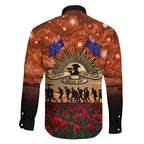 The Rising Sun Badge ANZAC Family Matching Off Shoulder Long Sleeve Dress and Hawaiian Shirt Last Post Field of Poppy Starry Night Style