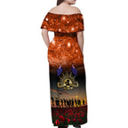 The Rising Sun Badge ANZAC Family Matching Off Shoulder Maxi Dress and Hawaiian Shirt Last Post Field of Poppy Starry Night Style