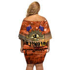The Rising Sun Badge ANZAC Family Matching Off Shoulder Short Dress and Hawaiian Shirt Last Post Field of Poppy Starry Night Style