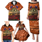 The Rising Sun Badge ANZAC Family Matching Puletasi and Hawaiian Shirt Last Post Field of Poppy Starry Night Style