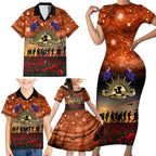 The Rising Sun Badge ANZAC Family Matching Short Sleeve Bodycon Dress and Hawaiian Shirt Last Post Field of Poppy Starry Night Style
