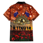 The Rising Sun Badge ANZAC Family Matching Short Sleeve Bodycon Dress and Hawaiian Shirt Last Post Field of Poppy Starry Night Style