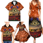 The Rising Sun Badge ANZAC Family Matching Summer Maxi Dress and Hawaiian Shirt Last Post Field of Poppy Starry Night Style