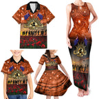 The Rising Sun Badge ANZAC Family Matching Tank Maxi Dress and Hawaiian Shirt Last Post Field of Poppy Starry Night Style