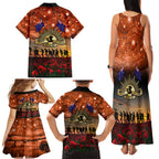 The Rising Sun Badge ANZAC Family Matching Tank Maxi Dress and Hawaiian Shirt Last Post Field of Poppy Starry Night Style