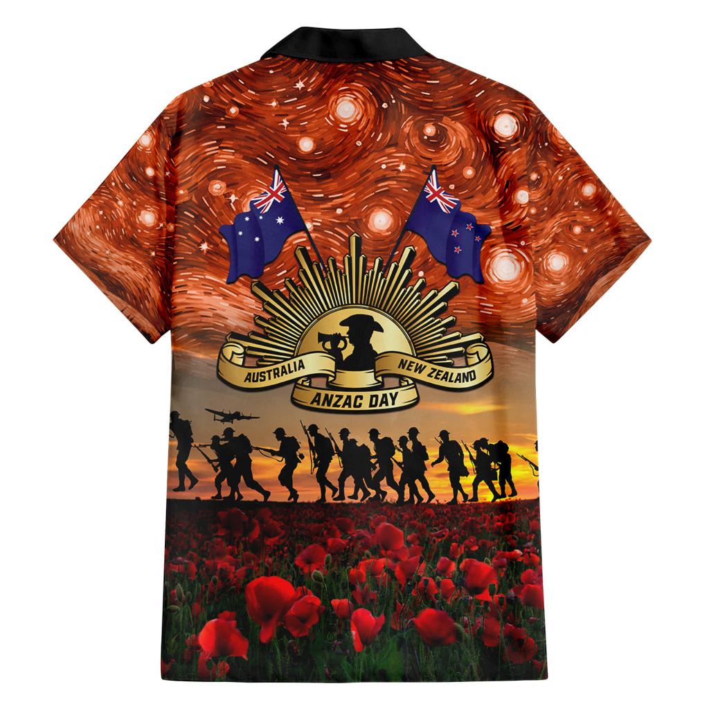 The Rising Sun Badge ANZAC Family Matching Tank Maxi Dress and Hawaiian Shirt Last Post Field of Poppy Starry Night Style