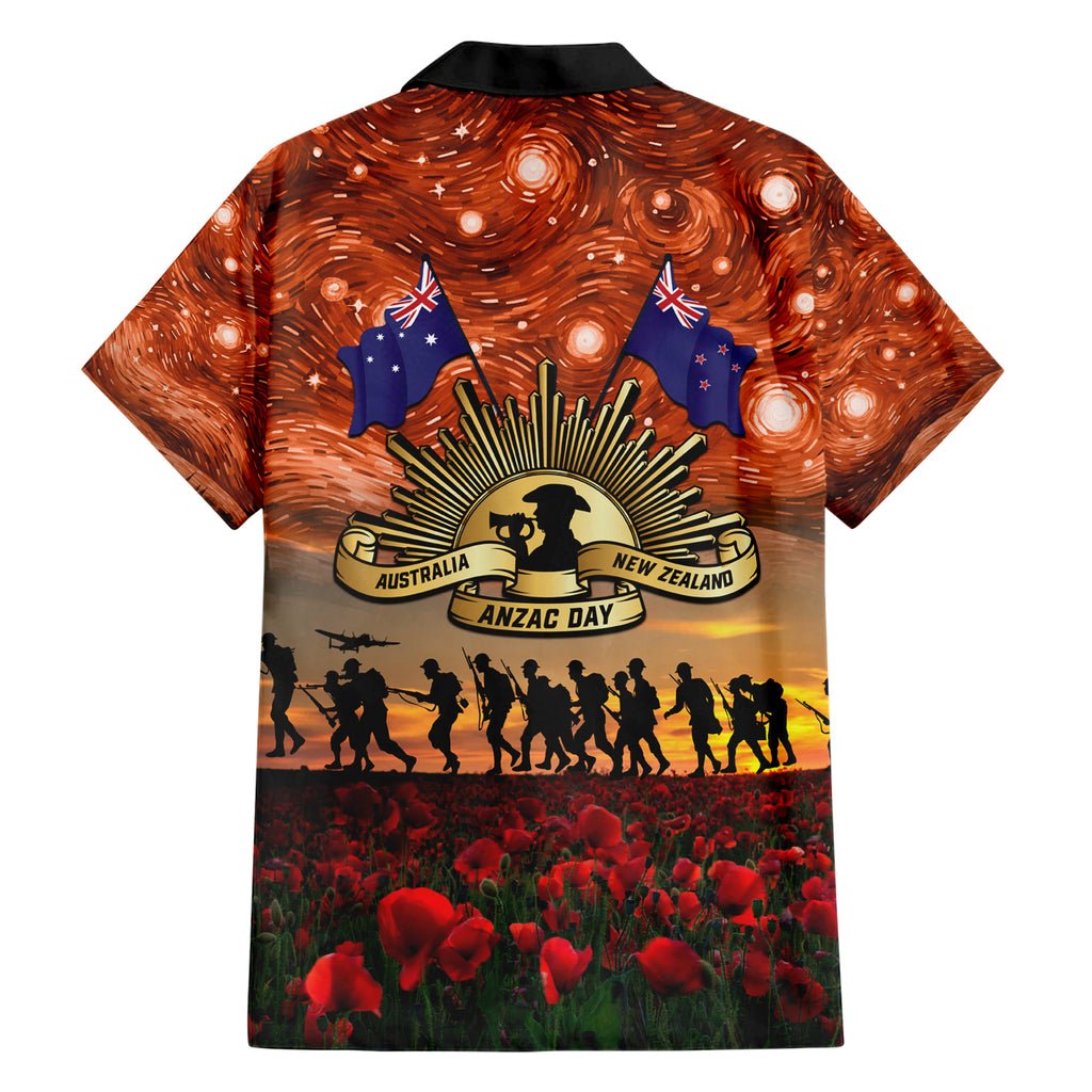 The Rising Sun Badge ANZAC Hawaiian Shirt Last Post Field of Poppy Starry Night Style