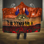 The Rising Sun Badge ANZAC Hooded Blanket Last Post Field of Poppy Starry Night Style