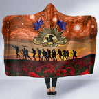 The Rising Sun Badge ANZAC Hooded Blanket Last Post Field of Poppy Starry Night Style