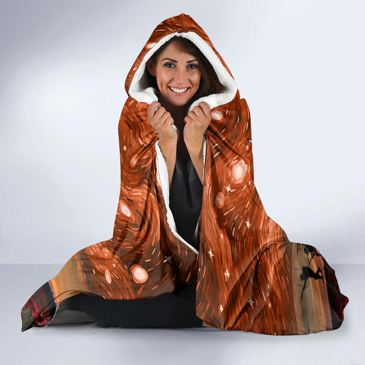 The Rising Sun Badge ANZAC Hooded Blanket Last Post Field of Poppy Starry Night Style