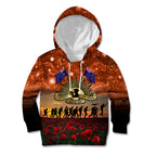 The Rising Sun Badge ANZAC Kid Hoodie Last Post Field of Poppy Starry Night Style