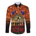 The Rising Sun Badge ANZAC Long Sleeve Button Shirt Last Post Field of Poppy Starry Night Style