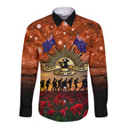 The Rising Sun Badge ANZAC Long Sleeve Button Shirt Last Post Field of Poppy Starry Night Style