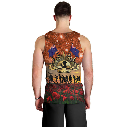 The Rising Sun Badge ANZAC Men Tank Top Last Post Field of Poppy Starry Night Style