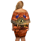 The Rising Sun Badge ANZAC Off Shoulder Short Dress Last Post Field of Poppy Starry Night Style