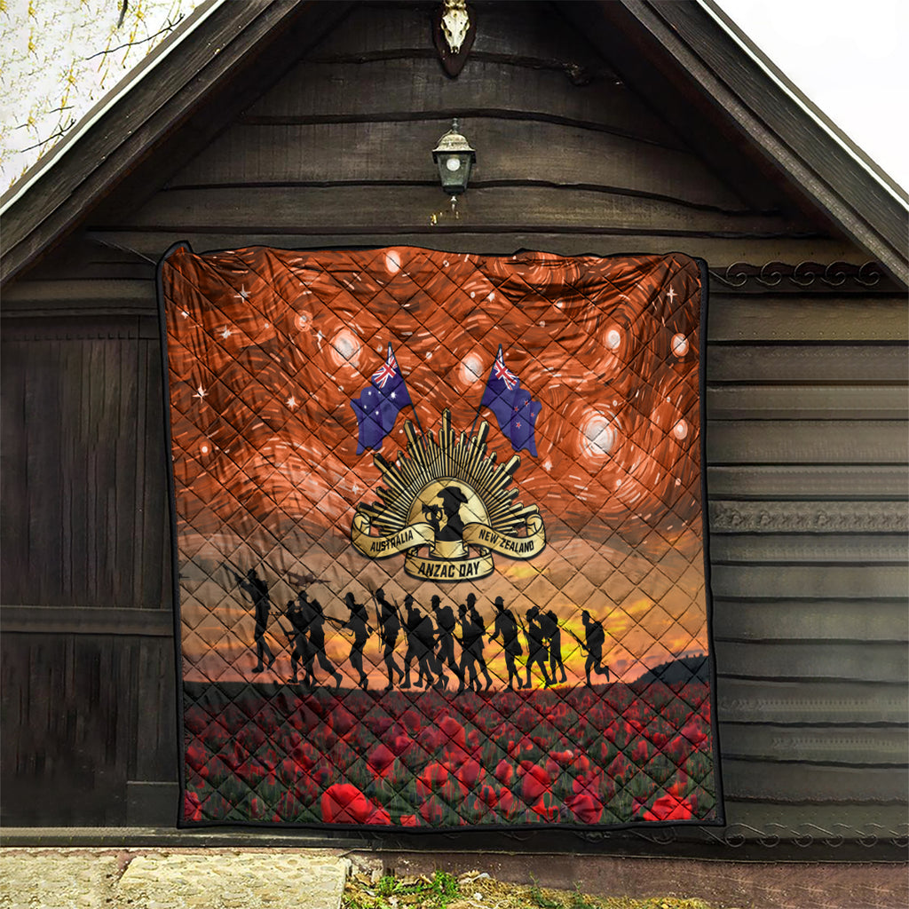 The Rising Sun Badge ANZAC Quilt Last Post Field of Poppy Starry Night Style