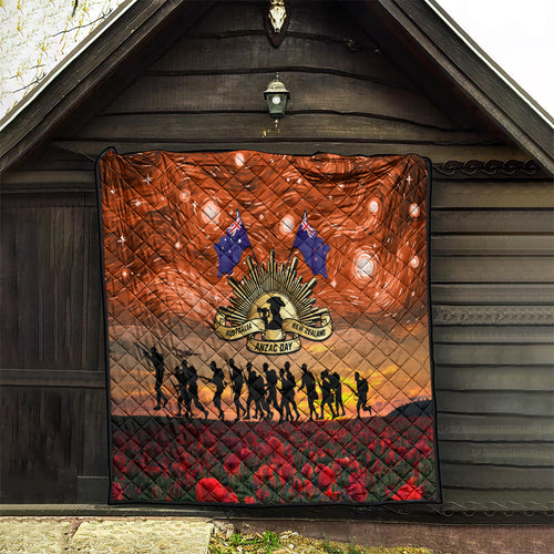 The Rising Sun Badge ANZAC Quilt Last Post Field of Poppy Starry Night Style