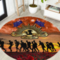 The Rising Sun Badge ANZAC Round Carpet Last Post Field of Poppy Starry Night Style