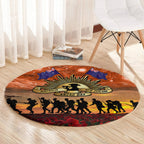 The Rising Sun Badge ANZAC Round Carpet Last Post Field of Poppy Starry Night Style