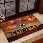 The Rising Sun Badge ANZAC Rubber Doormat Last Post Field of Poppy Starry Night Style