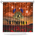 The Rising Sun Badge ANZAC Shower Curtain Last Post Field of Poppy Starry Night Style