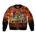 The Rising Sun Badge ANZAC Sleeve Zip Bomber Jacket Last Post Field of Poppy Starry Night Style