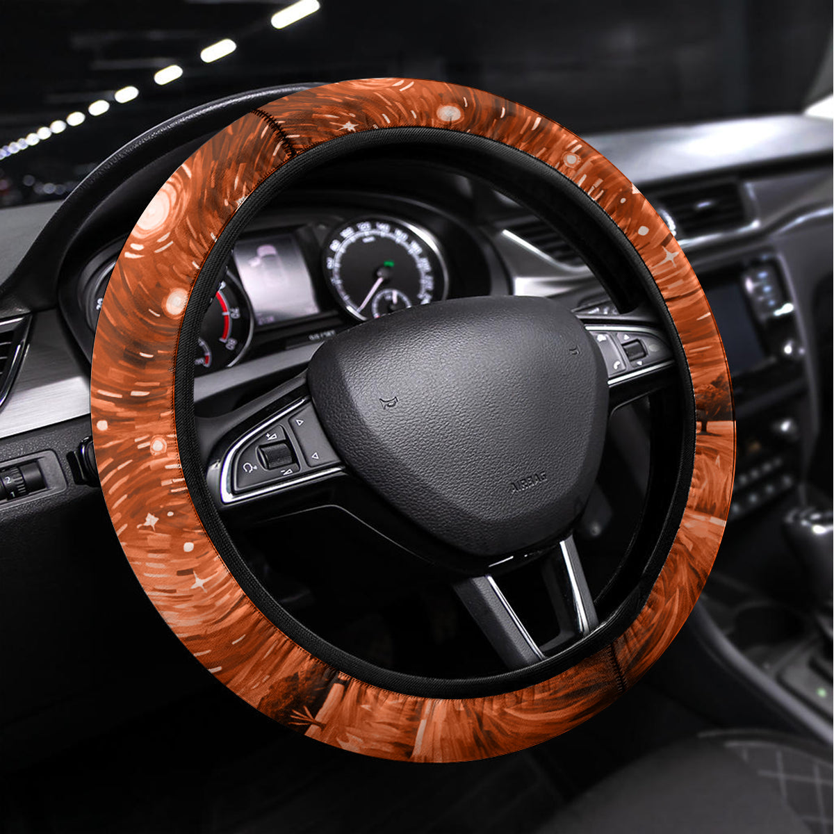 The Rising Sun Badge ANZAC Steering Wheel Cover Last Post Field of Poppy Starry Night Style