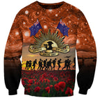 The Rising Sun Badge ANZAC Sweatshirt Last Post Field of Poppy Starry Night Style