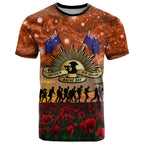 The Rising Sun Badge ANZAC T Shirt Last Post Field of Poppy Starry Night Style