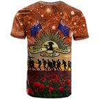 The Rising Sun Badge ANZAC T Shirt Last Post Field of Poppy Starry Night Style