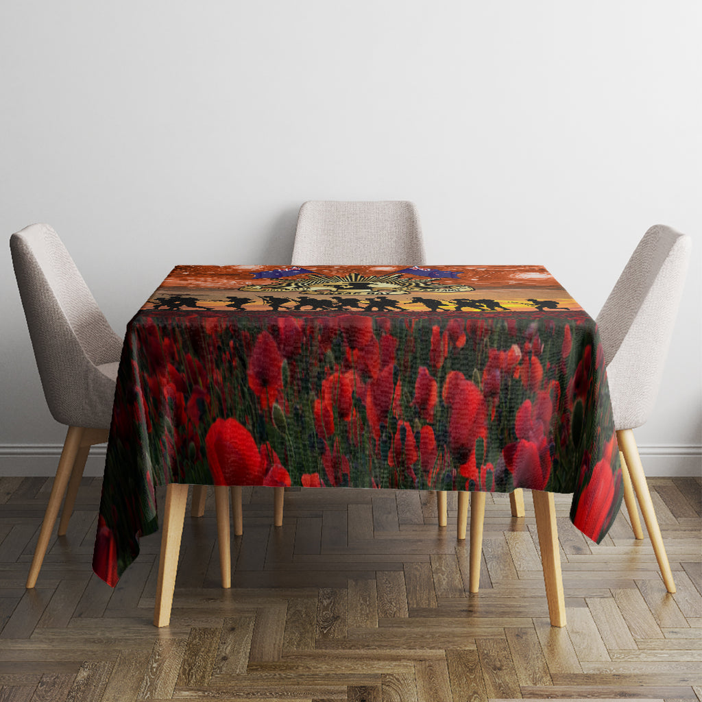 The Rising Sun Badge ANZAC Tablecloth Last Post Field of Poppy Starry Night Style